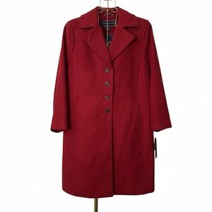 Tommy Hilfiger Bold Red Trench Coat 42” 2 pockets Spit in back